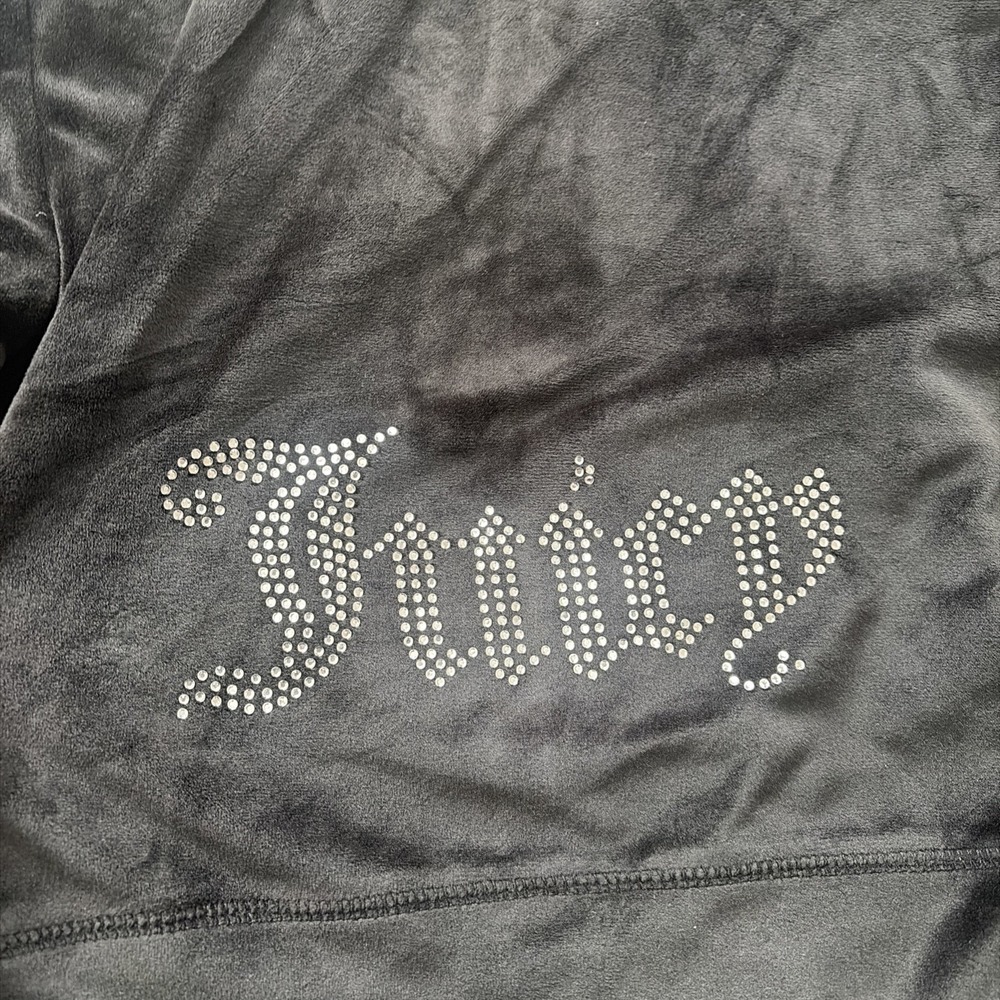 Juicy Couture Black Velour Pullover‎ Hoodie Women's Size Small Logo Hooded NWT - Picture 5 of 7
